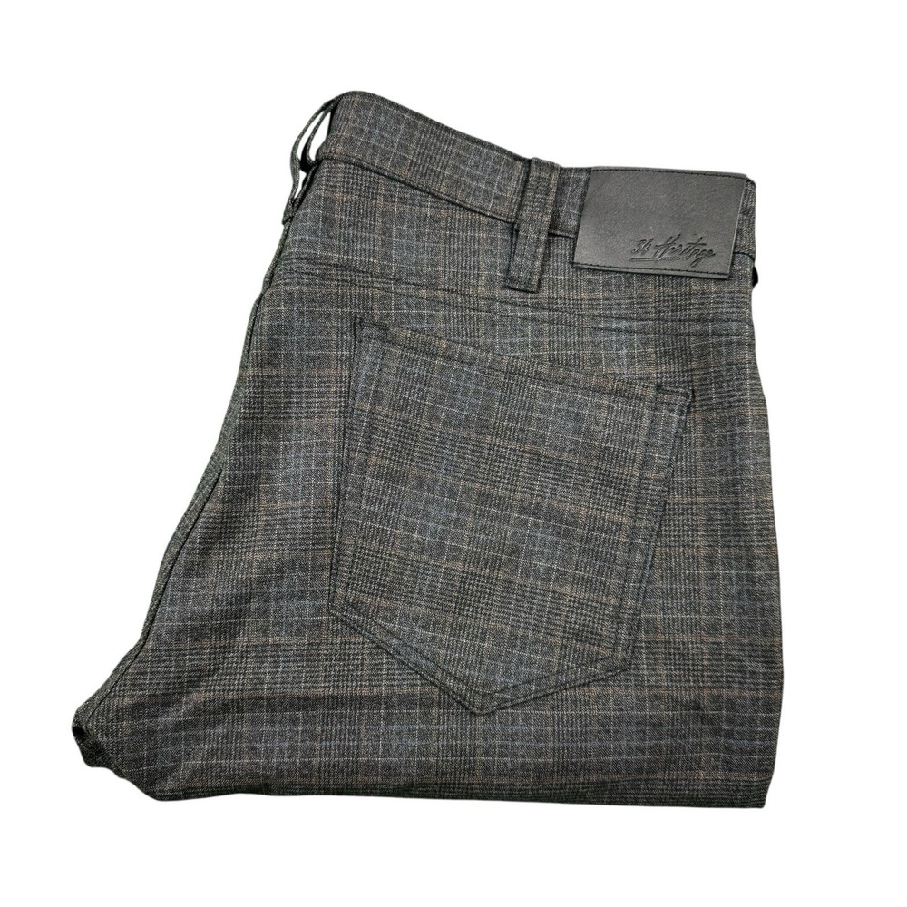 34 Heritage Charcoal Blue Red Check Cool Tapered Pant Mens 38x32